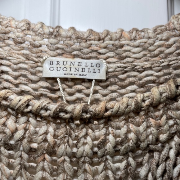 Brunello Cucinelli Feather Cotton Sweater, Floral Embellishment, Size XL, Knit - Picture 2 of 5